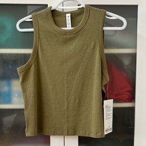 Lululemon Classic Fit Cotton Blend Tank Bronze Green SZ 4 NWT 💚